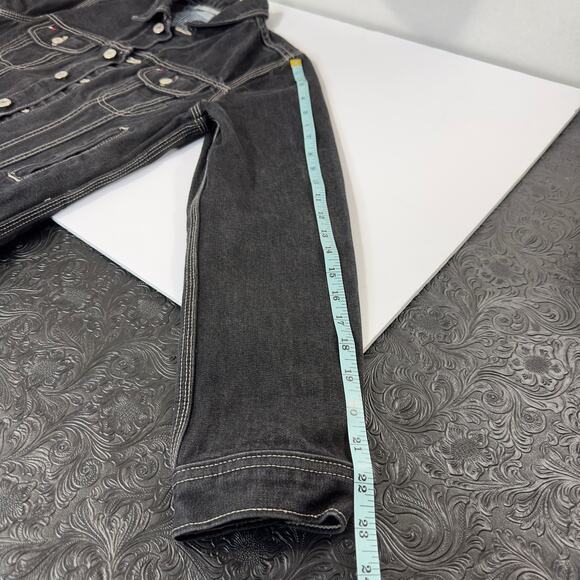 Y2K Tommy Hilfiger Dark Wash Denim Jacket Women’s Small Contrast Stitching - Picture 16 of 16